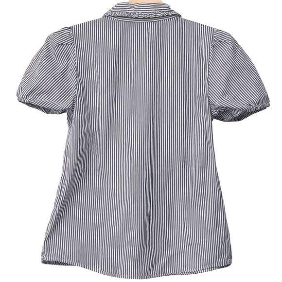 J.Crew Striped Puff Short-Sleeve Ruffle-Collar Top XS - Picture 2 of 8